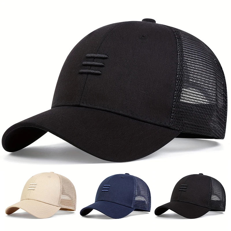 Baseball Cap Structured - Unisex Three Embroidery Baseball Net Caps