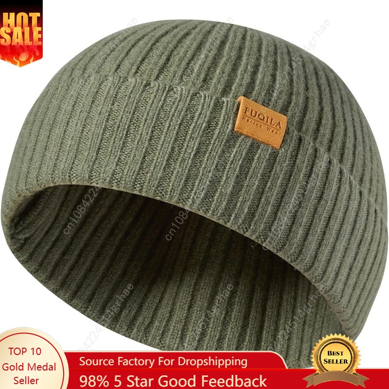 Beanie Cuffed Knit - Unisex Warm Winter Hats Soft Breathable