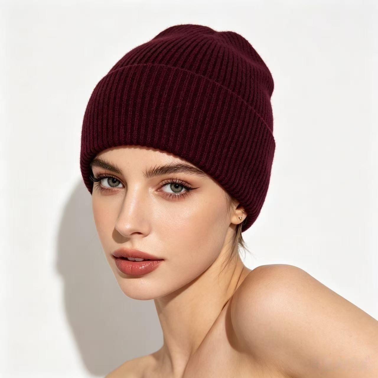 Navy Blue Ribbed Knit Thermal  – обзор и цена Beanie Cuffed Knit