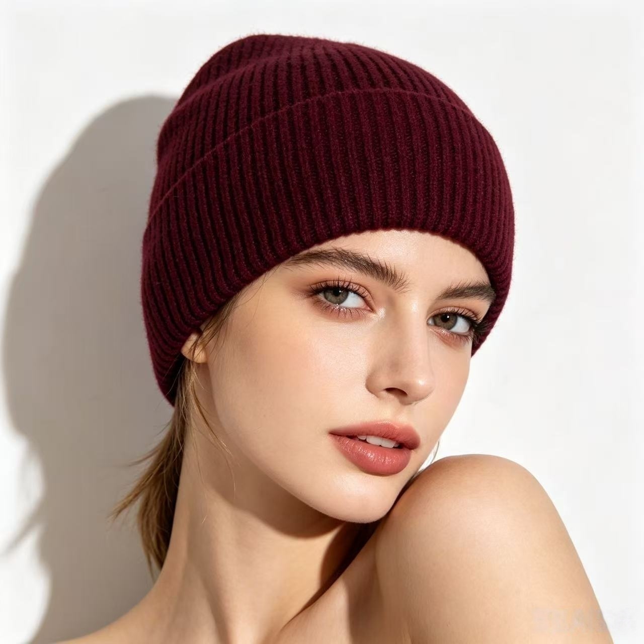 Navy Blue Ribbed Knit Thermal  – обзор и цена Beanie Cuffed Knit