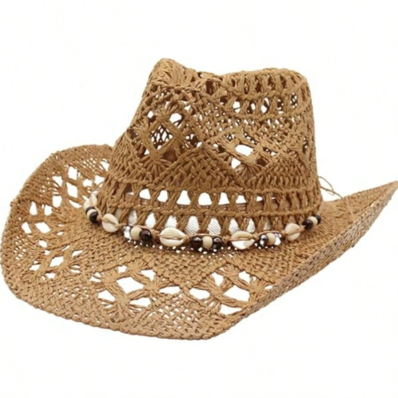 1pc Boho Shell Hollow Out Stra – обзор и цена Cowboy Hat Straw