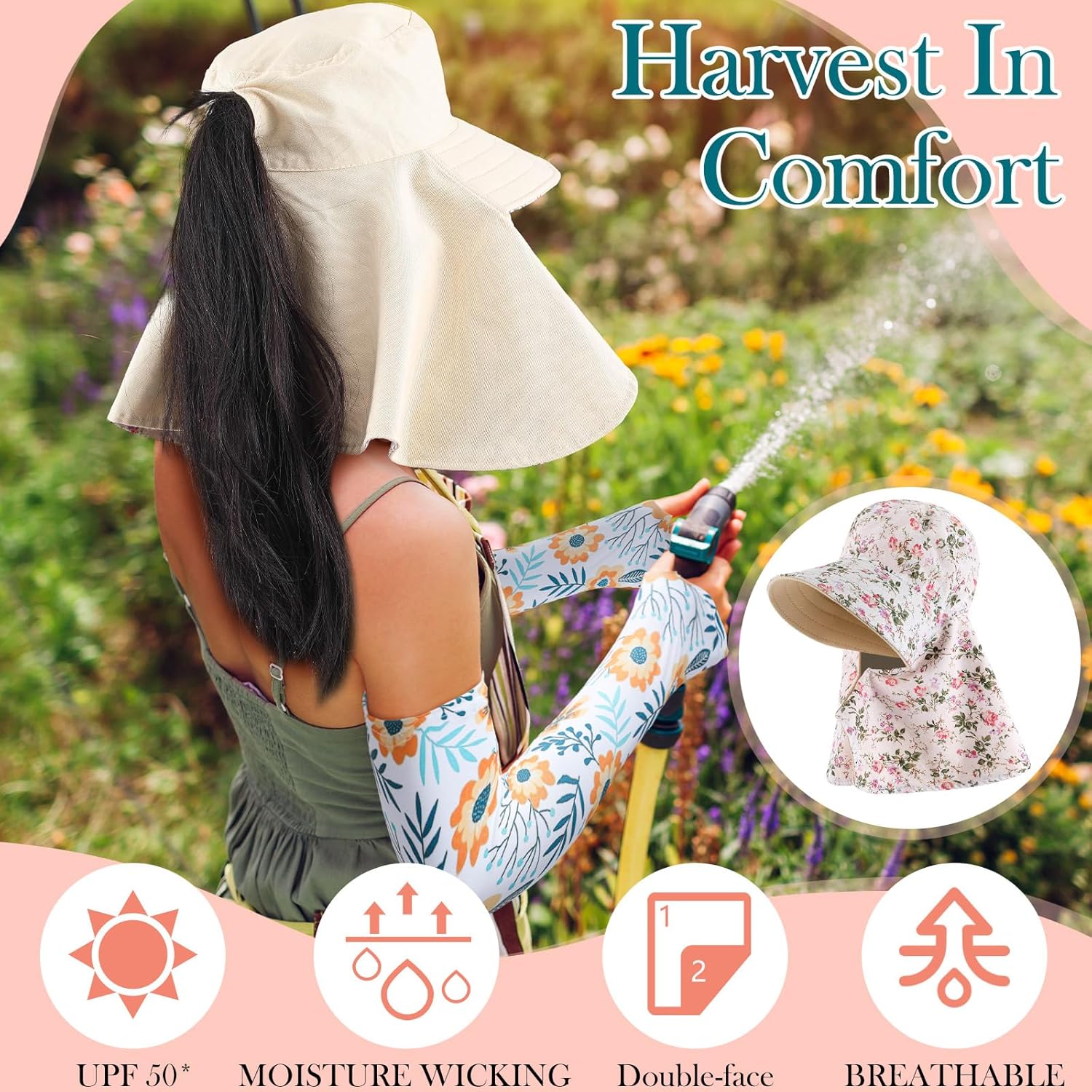 2 Pcs Floral Garden Hat for Wo – обзор и цена Sun Hat Wide Brim