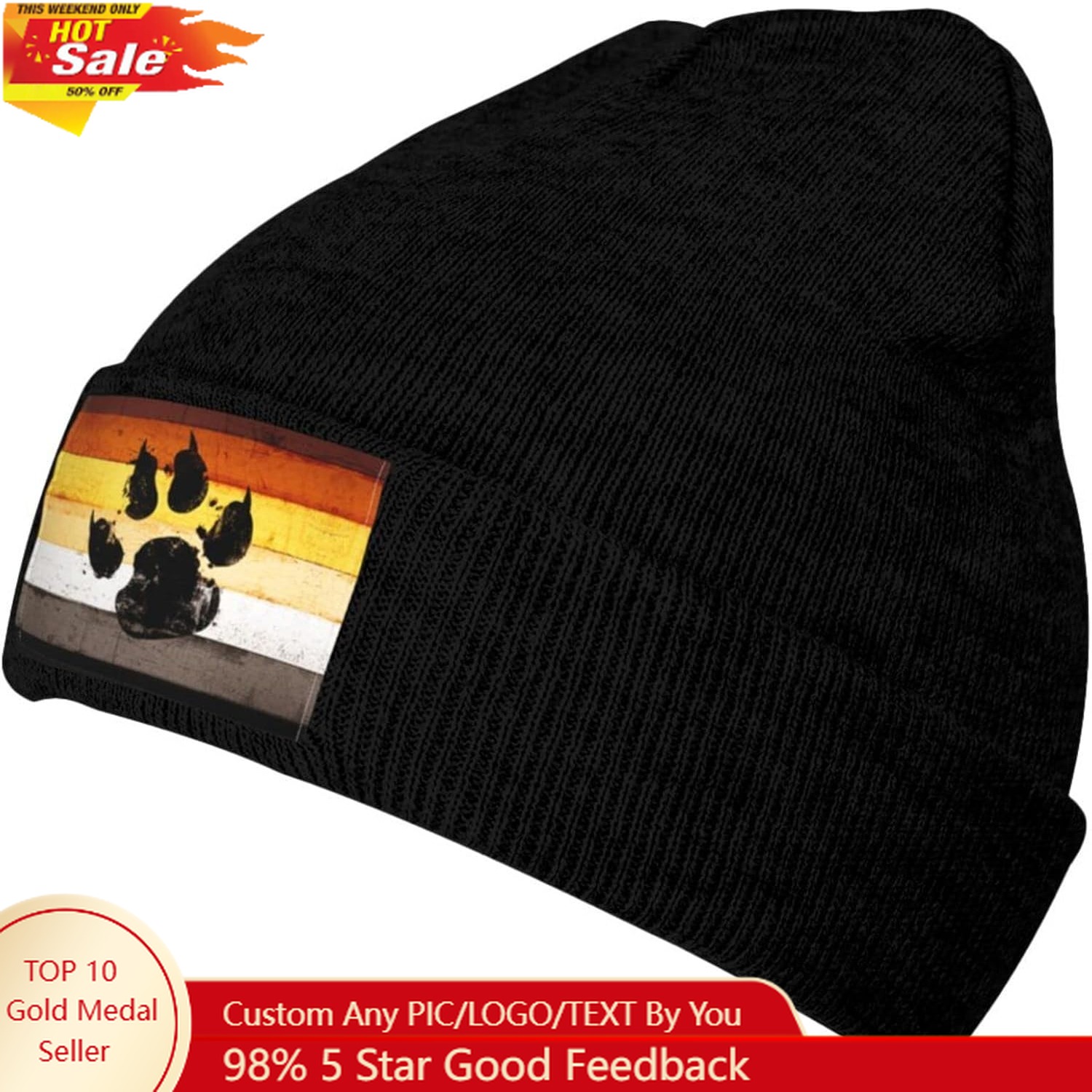 Gay Flag Bear paw LGBT Knit Be – обзор и цена Beanie Cuffed Knit