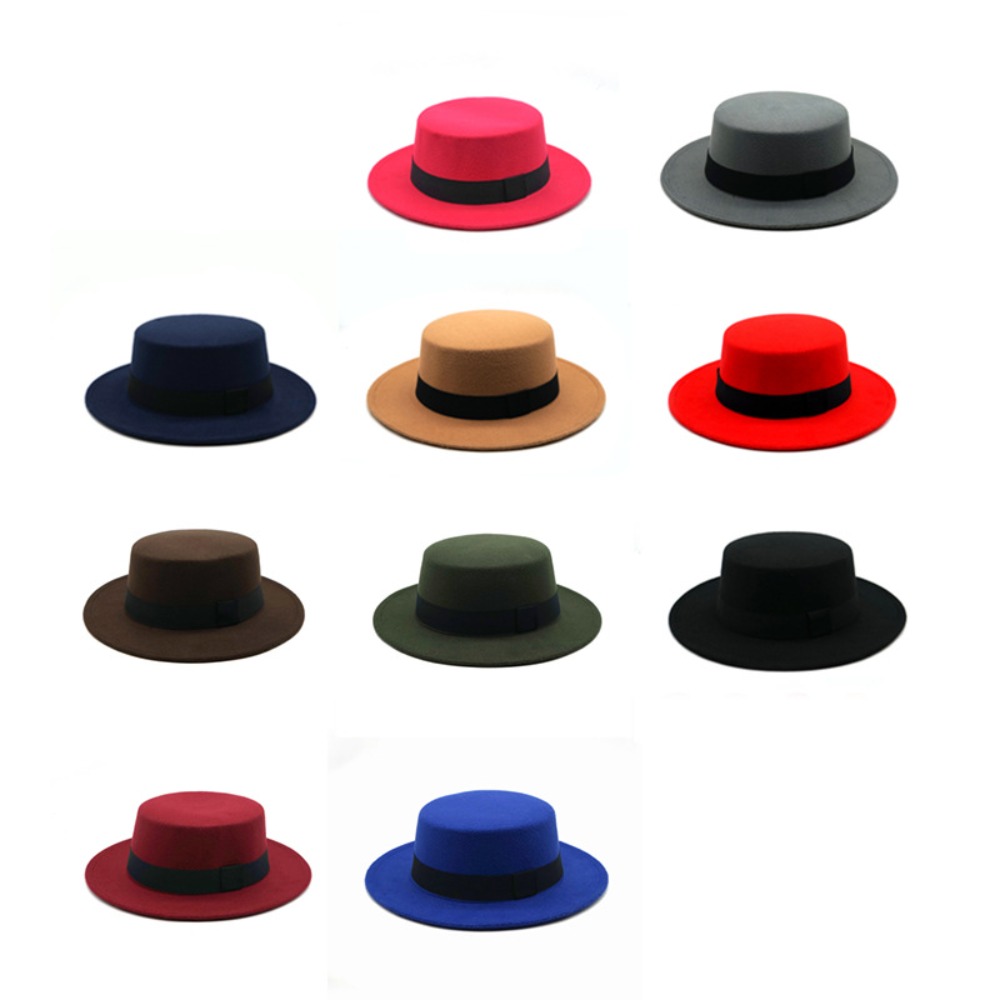 British Retro Flat Top Hat wit – обзор и цена Fedora Hat Wool