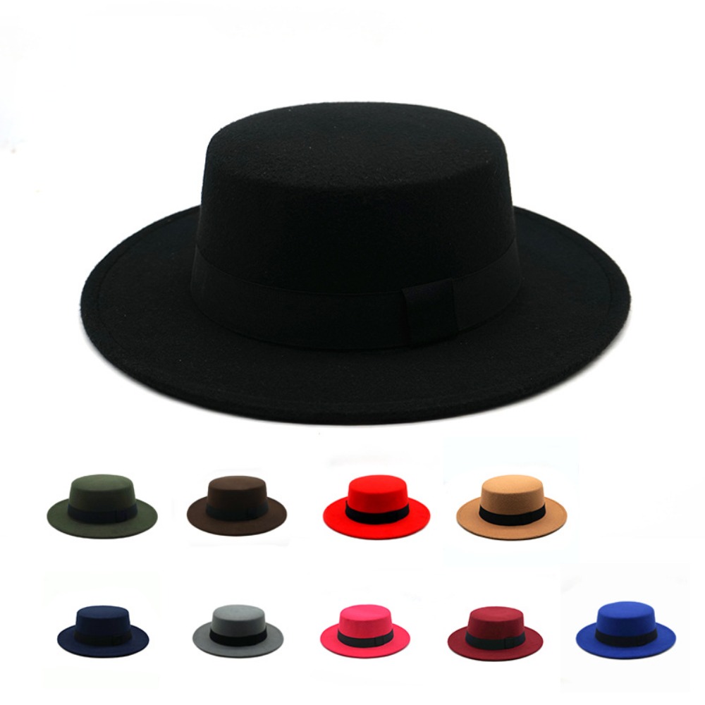 British Retro Flat Top Hat wit – обзор и цена Fedora Hat Wool